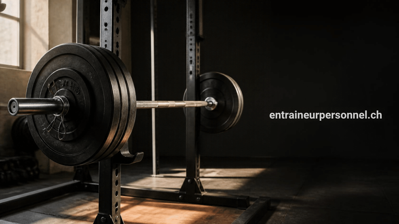 Barre chargée de disques dans une salle de musculation, pour la prise de masse du hardgainer